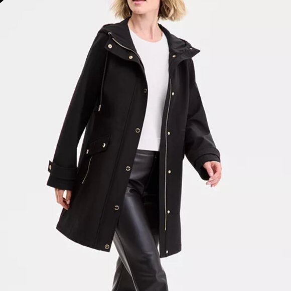 Michael Kors Black Hooded Anorak Rain Jacket S gold details - Picture 1 of 7